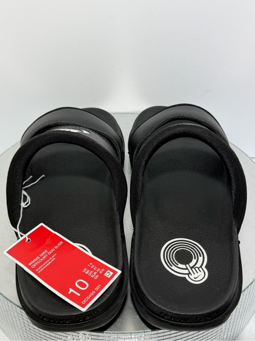 Nike Black Slides with White Swoosh Double-Strap size 10 - Picture 5 of 6